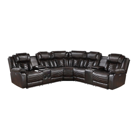 Ramone-(3)3-Piece Power Reclining Sectional with Consoles, Speakers, Subwoofer and LED Lighting image