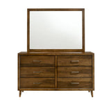 Malibu 6-Drawer Dresser & Mirror in Walnut