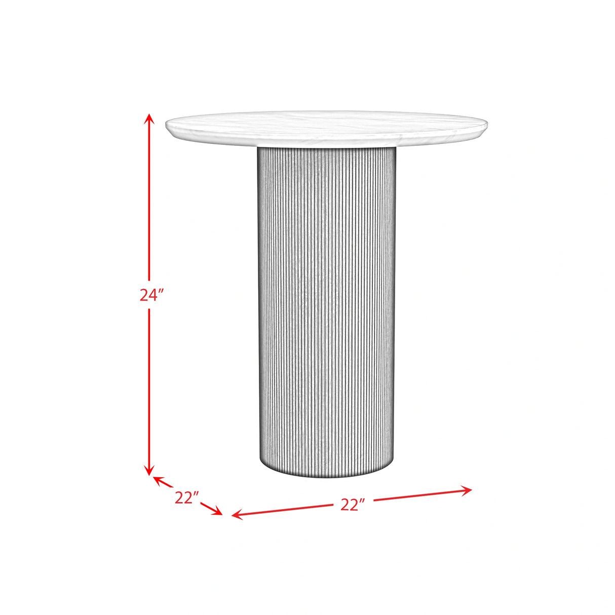 Sylvie Occasional Table Set with White Faux Marble Top and Base