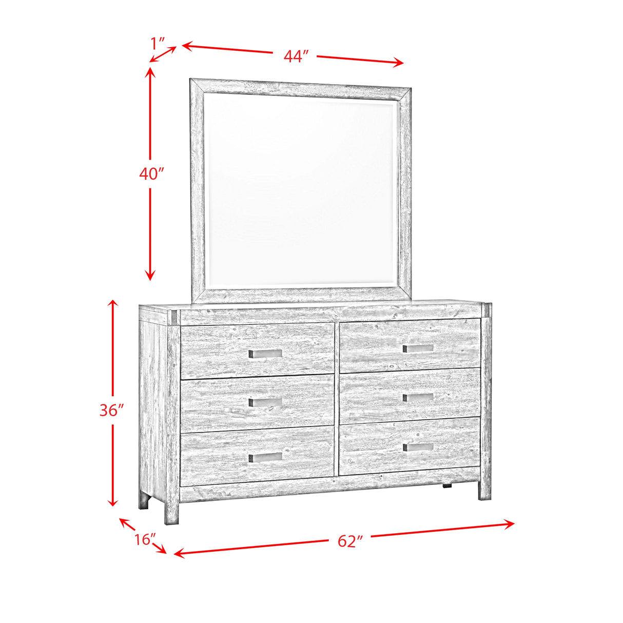 Warner Dresser and Mirror Chestnut
