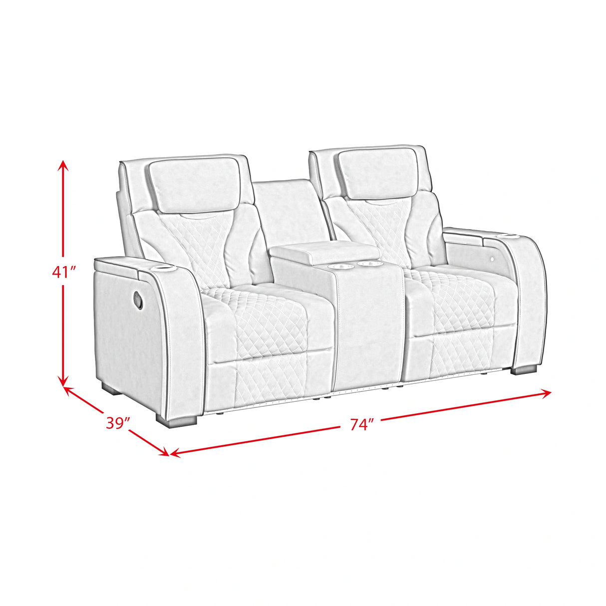 Blitz Motion Loveseat with Console, and LED