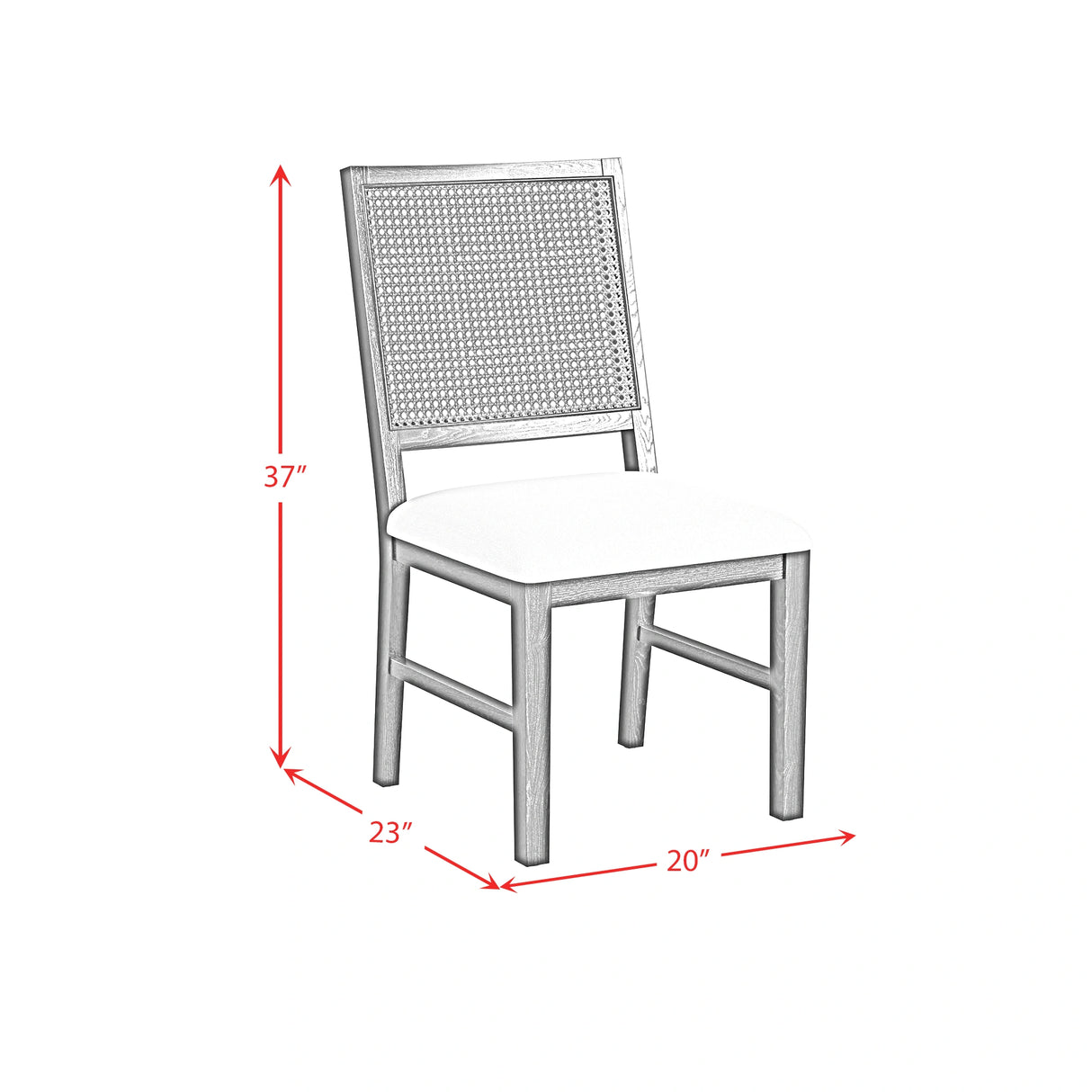 Bahama Breeze Dining Chair with White Fabric in Black (2 Per Carton)