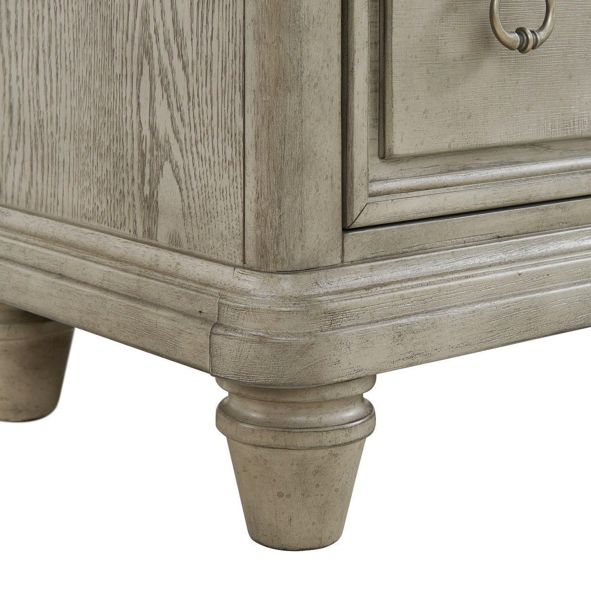 Whit-Ash 2-Drawer Nightstand with USB in Light Grey