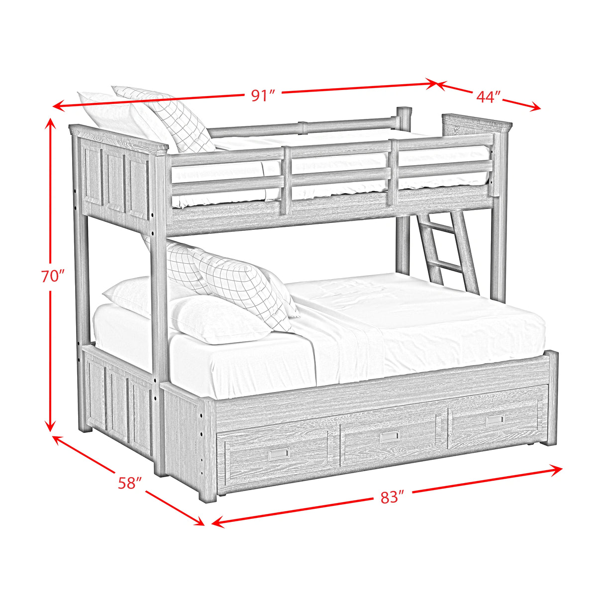 Hampton Kids Over Bunk with Ladder and Trundle