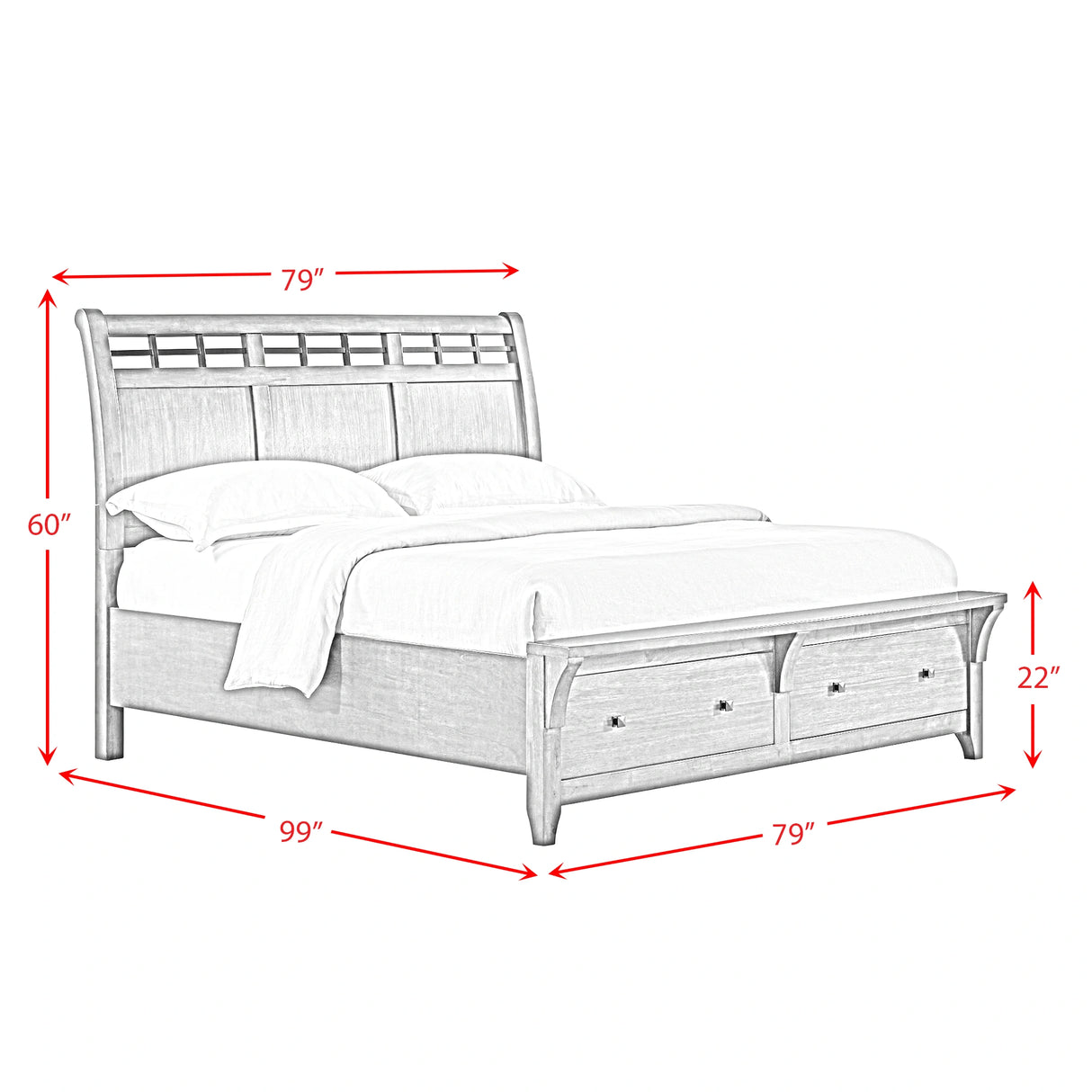 Gage Sleigh Storage Bedroom Set in Chestnut