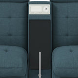 Options One 8PC Living Room Set in Palmer Plus Teal with Media Console