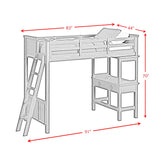 Hampton Kids Loft with Ladder and Desk with Speaker Bedroom Set