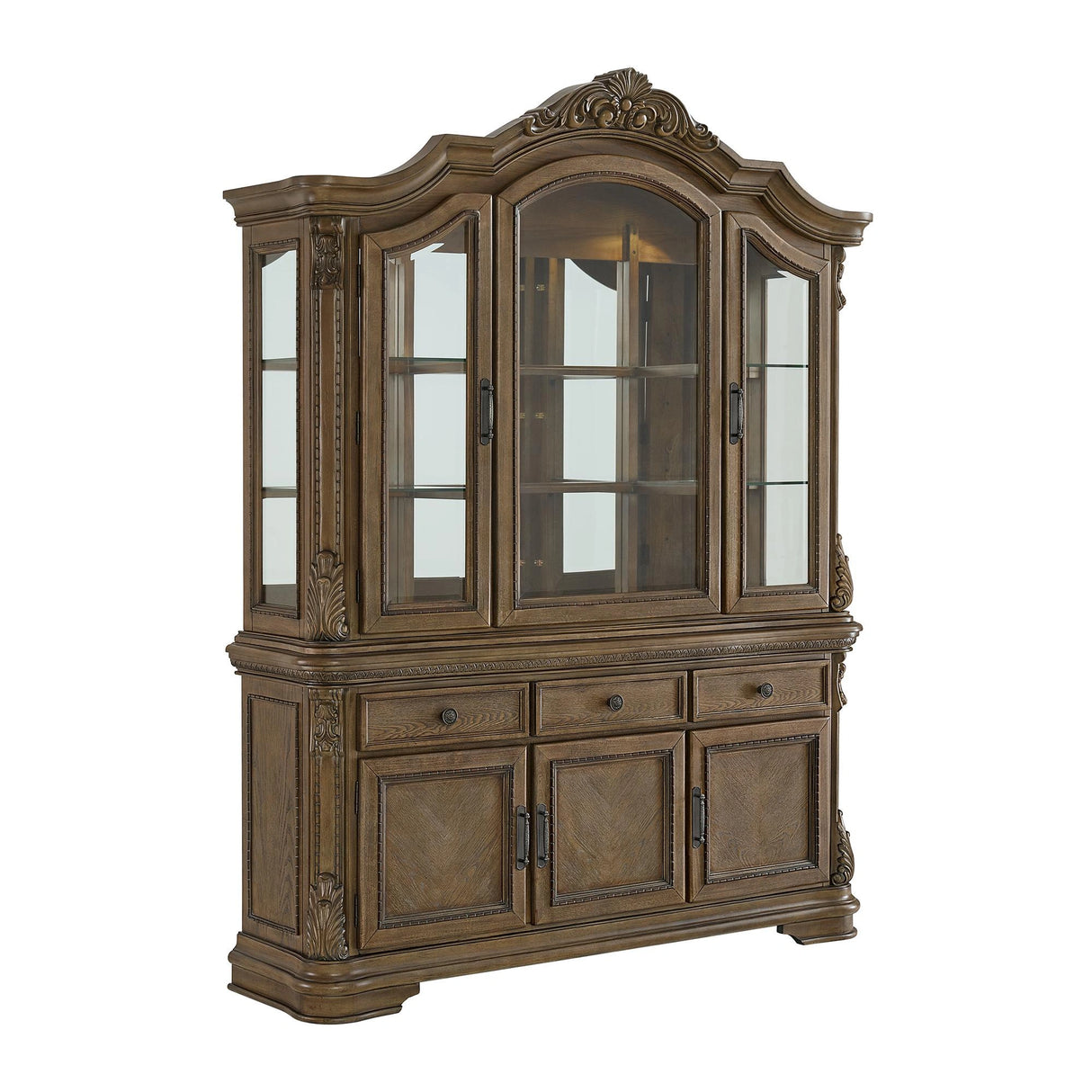 Madison Park Server and Hutch with LED in Walnut