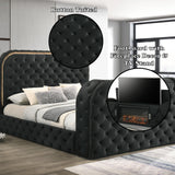 Eastern King Bed w/LED, Fireplace & TV Cabinet