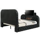 Queen Bed w/LED, Fireplace & TV Cabinet