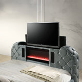Eastern King Bed w/LED, Fireplace & TV Stand