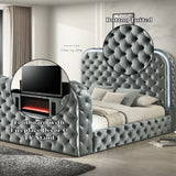 Eastern King Bed w/LED, Fireplace & TV Stand
