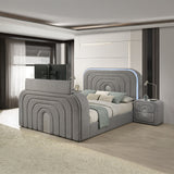 EK Bed w/Led, TV Stand, Fireplace & Bluetooth
