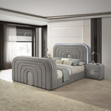 EK Bed w/Led, TV Stand, Fireplace & Bluetooth