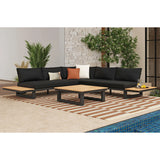 Cabana Three Piece Outdoor Living Set with Dark Grey Olefin in Black