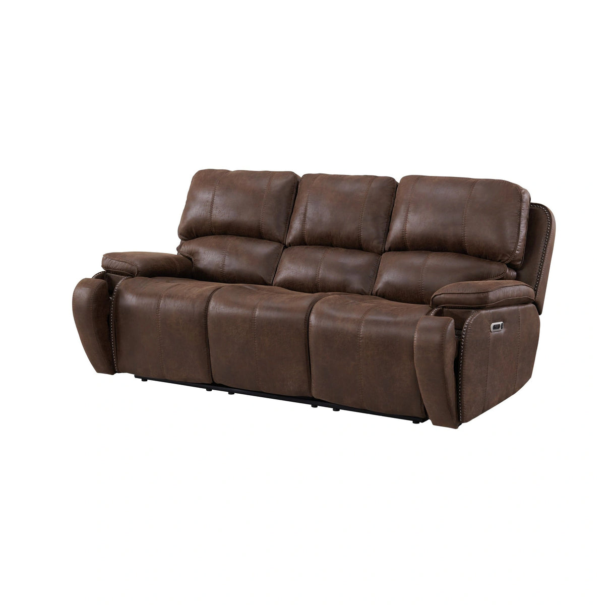 Atlantis Power Motion Sofa with Power Motion Head Recliner in Heritage Brown