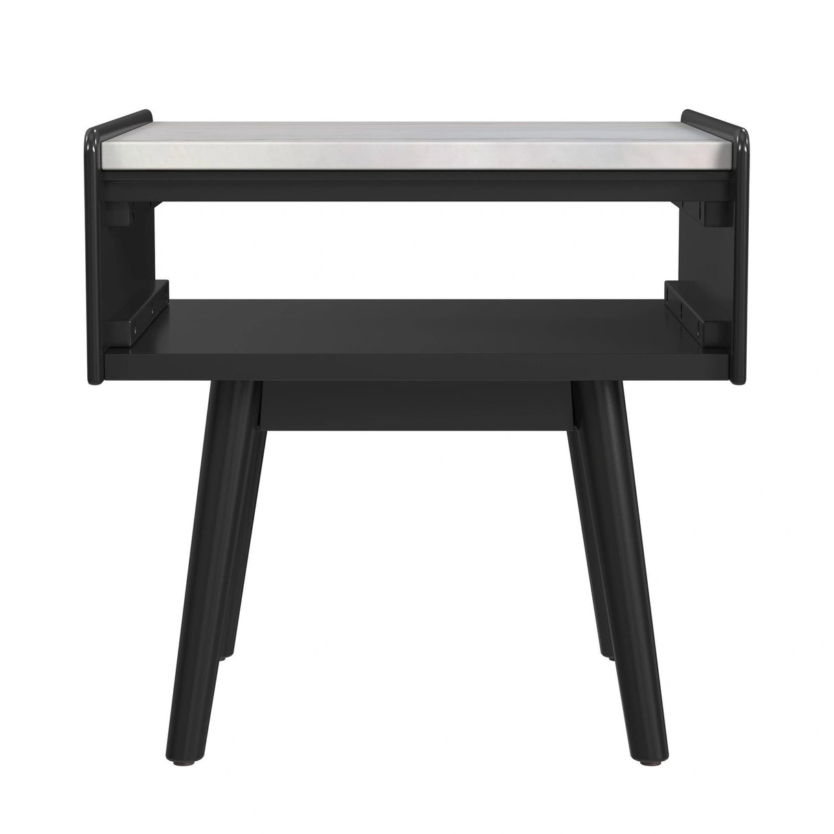 Lanette End Table with White Marble Top in Black