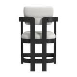 Portland Arm Counter Stool with White Fabric in Black (2 Per Carton)