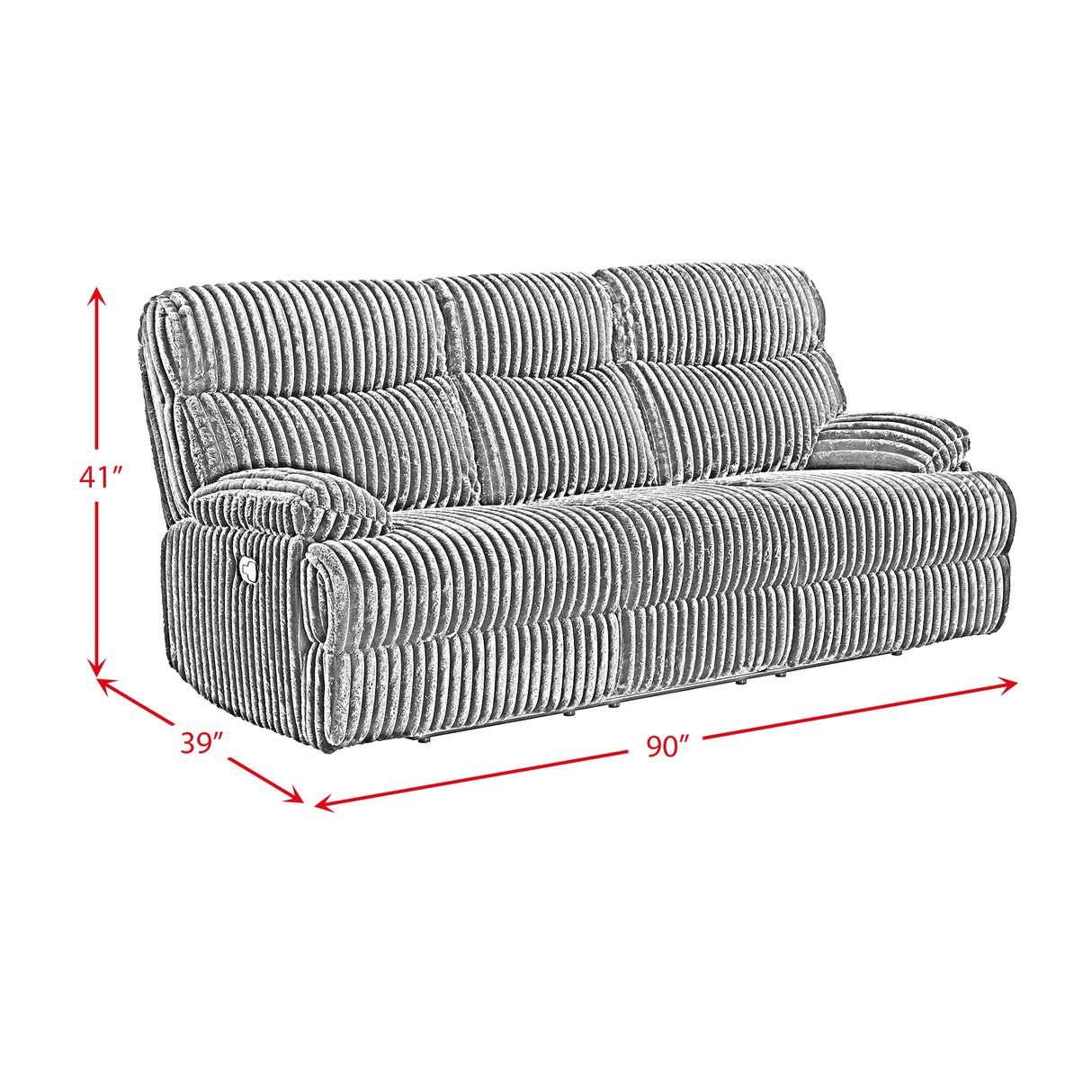 Admiral 3PC Living Room Set in Masis Black-Sofa, Loveseat & Recliner