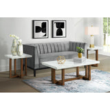 Morris End Table in Espresso W/White Marble Top (3A Packing)