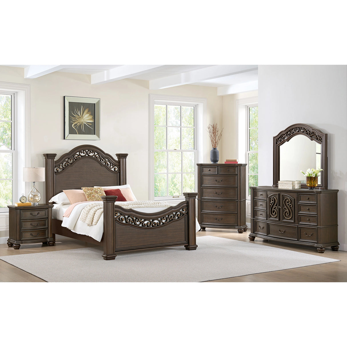 Brunswick 2-Drawer Nightstand with USB in Mahogany