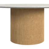Sylvie Round Coffee Table with White Faux Marble Top and Base