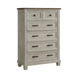 Farmington 5-Drawer Chest in Medium Brown and Washed Stone