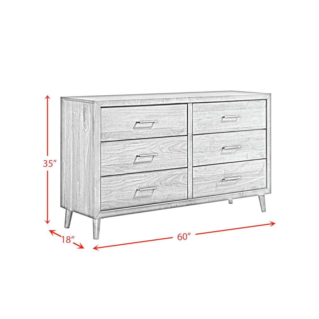 Malibu Bedroom Set with 2 Nightstands in Walnut