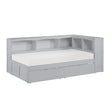 Orion-(4) Twin Bookcase Corner Platform Bed with Storage Boxes image