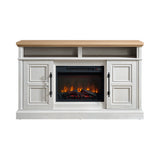 Villa Console with 23"" Fireplace Insert in White & Natural