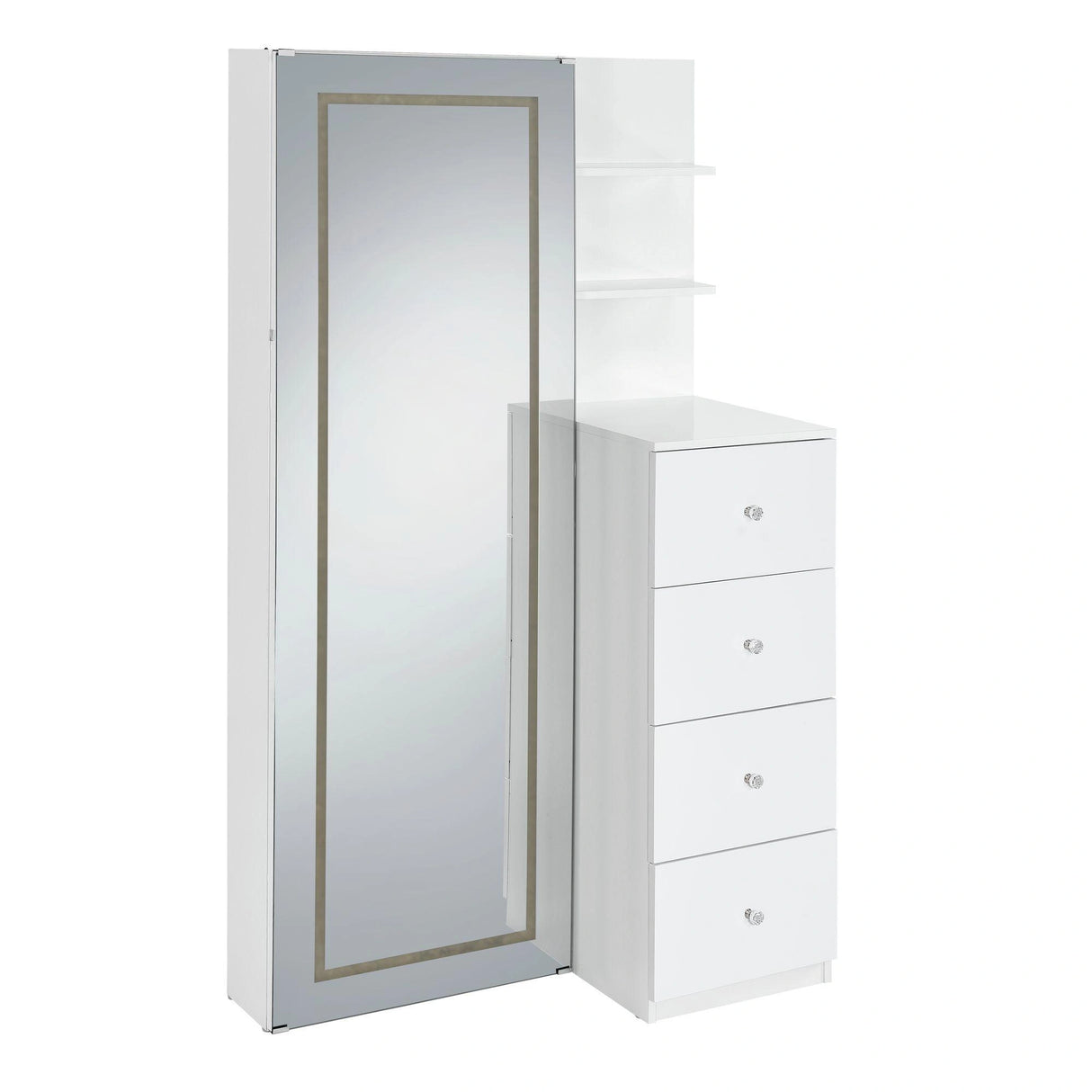 Vancouver Floor Mirror With Storage in White
