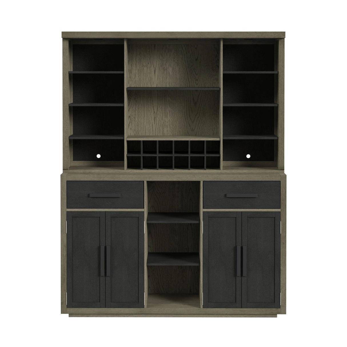Jemma Buffet and Hutch with Light in Grey and Dark Espresso