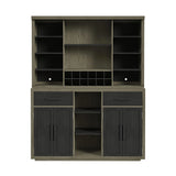 Jemma Buffet and Hutch with Light in Grey and Dark Espresso