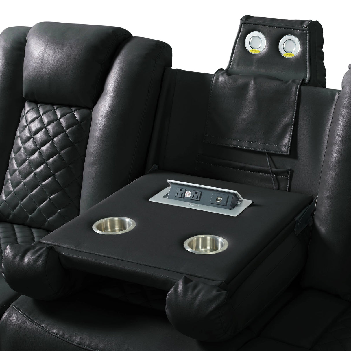 Carlo Power Motion Sofa with Power Headrest, Dropdown Table, Power Strip, LED and Reading Light