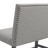 Seneca Counter Bench with Upholstered Back and Grey Fabric