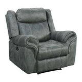 Sorrento 3PC Living Room Set in FB367 Charcoal-Sofa, Loveseat & Recliner