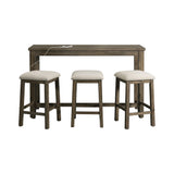 Stone Occasional Bar Table Single Pack Gray Finish (Table + Three Stools)