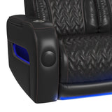 Prime Time P3 Living Room Set in Jett Black with Red Stitching