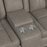 Lantana Power Motion Loveseat with Power Headrest, Led, and Console in Rocky Grey/Brown
