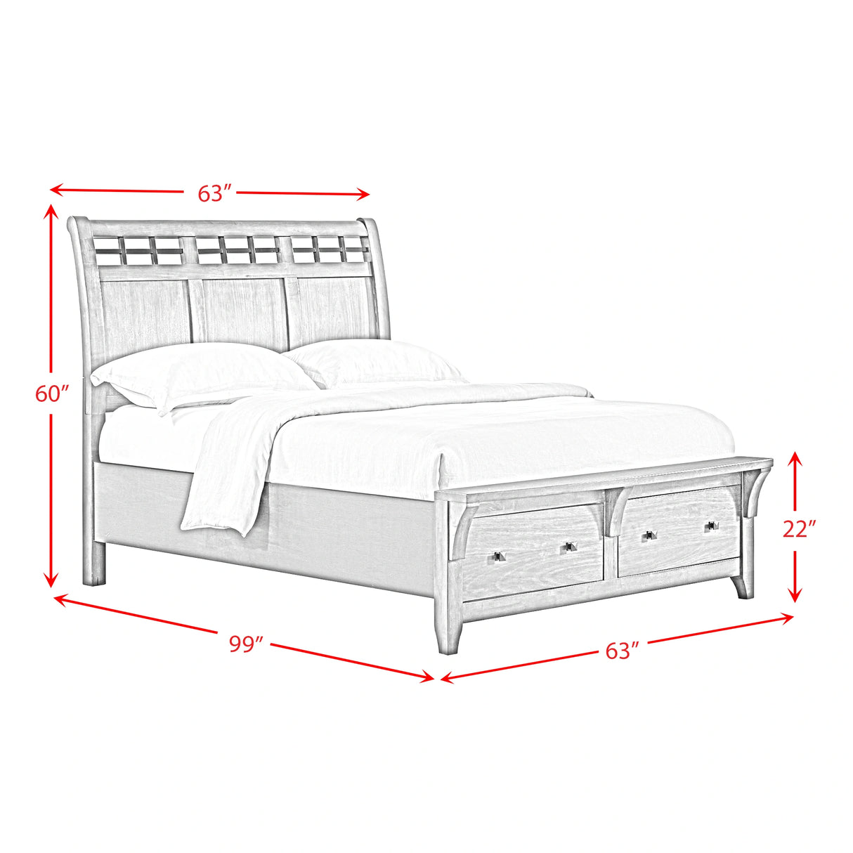 Gage Sleigh Storage Bed in Chestnut