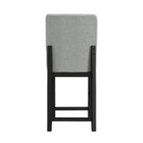 Portland Square Back Barstool with Grey Fabric in Black (2 Per Carton)