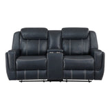 8516BU-2 - Double Reclining Love Seat with Center Console, Receptacles and USB Ports