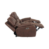 Atlantis Power Motion Sofa with Power Motion Head Recliner in Heritage Brown