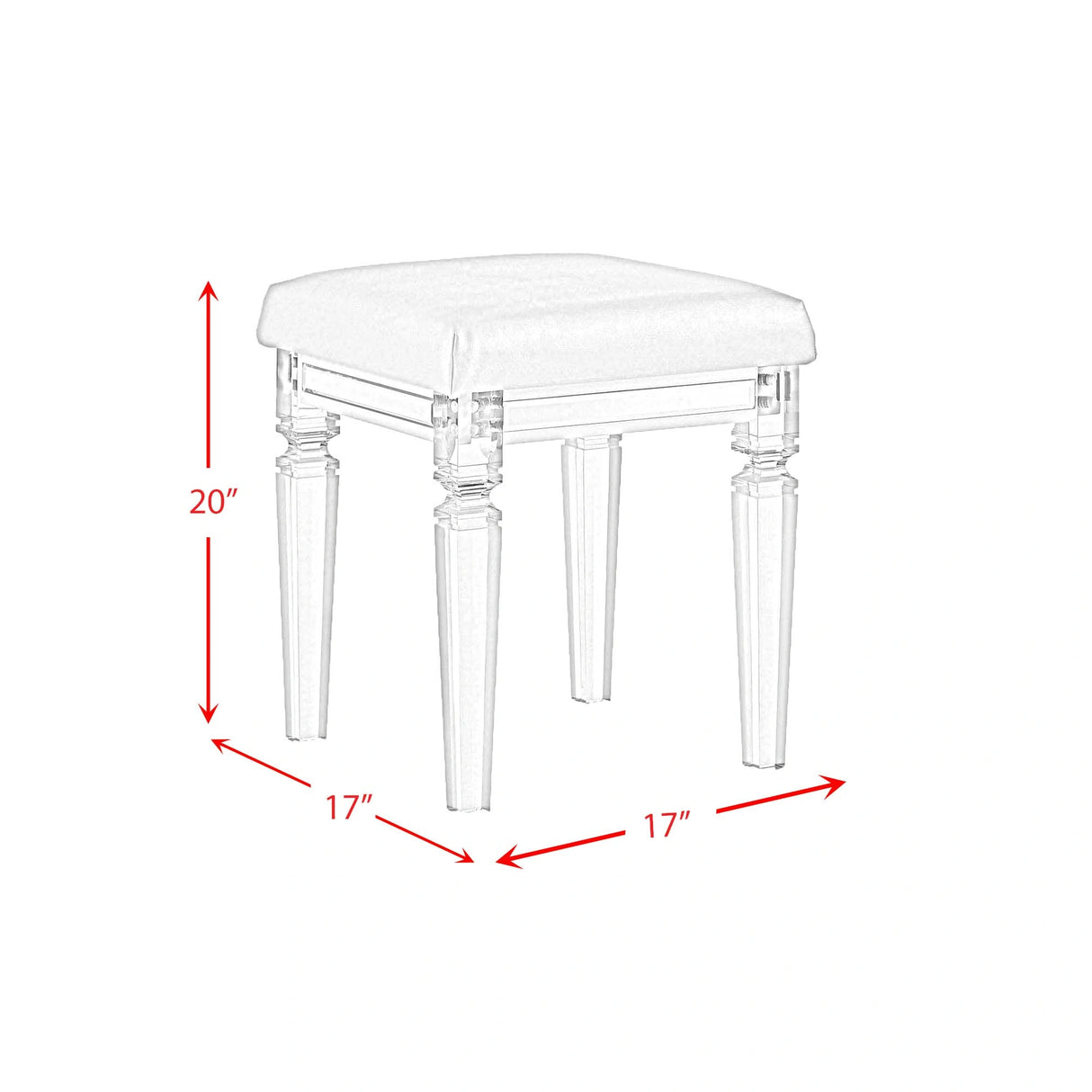 Twenty Nine Dressing Stool W/Acrylic Leg