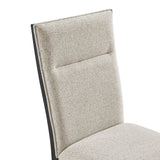Axel 5PC Standard Height Dining Set in Espresso-Round Table and Four Light Grey Fabric Chairs