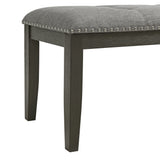 Everdeen Bench w/ Grey Fabric and Nail Heads in Charcoal