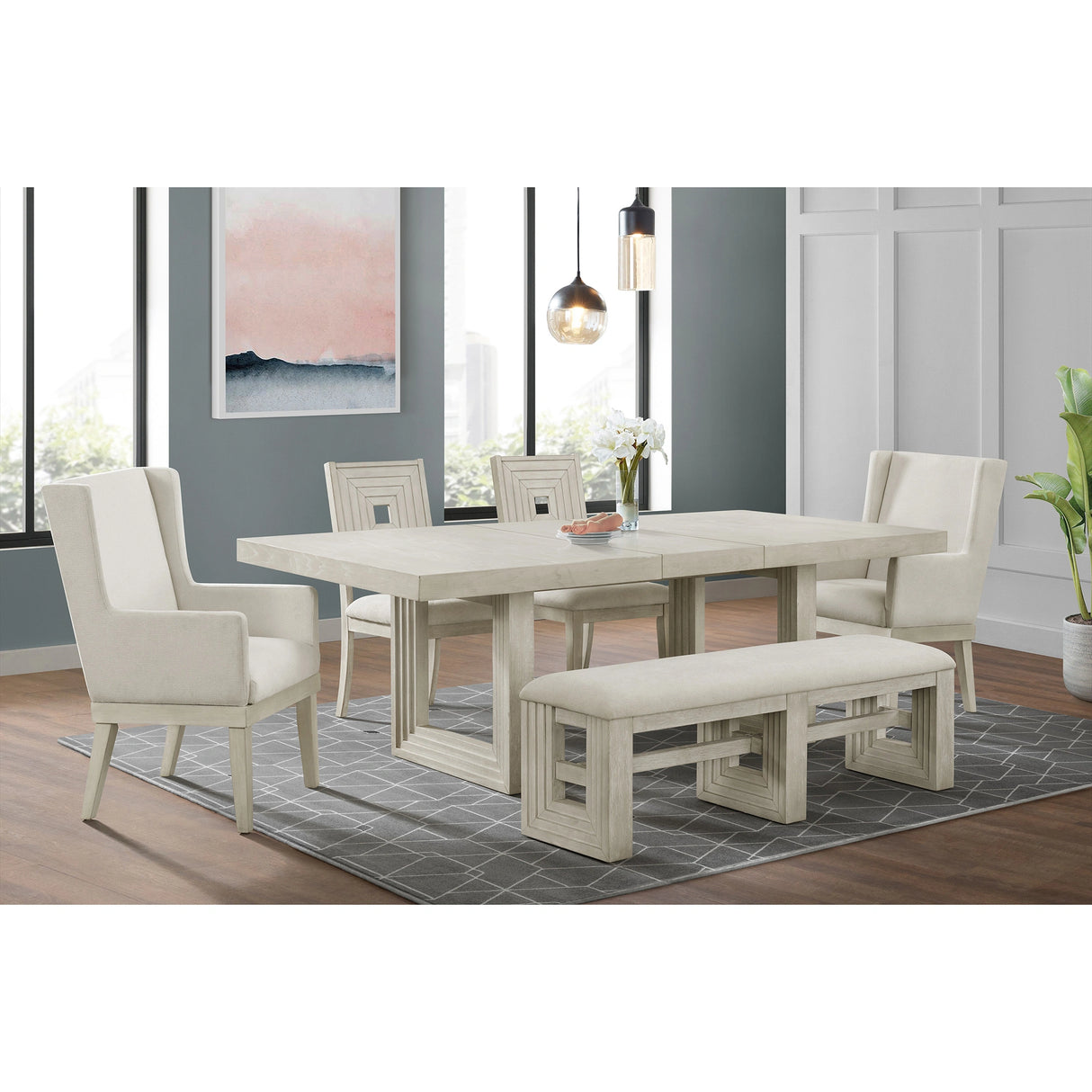 Avalanche Dining Bench in Antique White