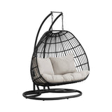 Playa Double Swing Egg Chair Complete - Dark Grey and Olefin Beige