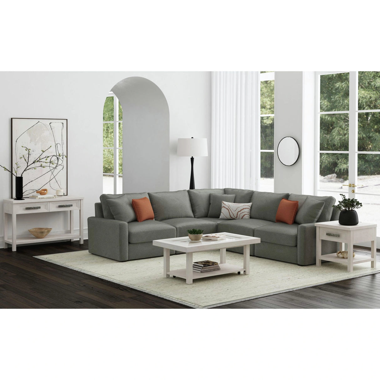Avalanche Sofa Table in Antique White