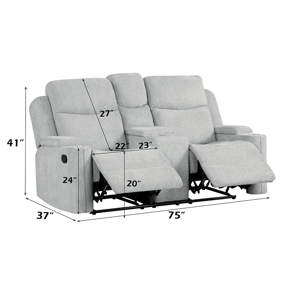 Motion Loveseat w/Console & Storage Arm